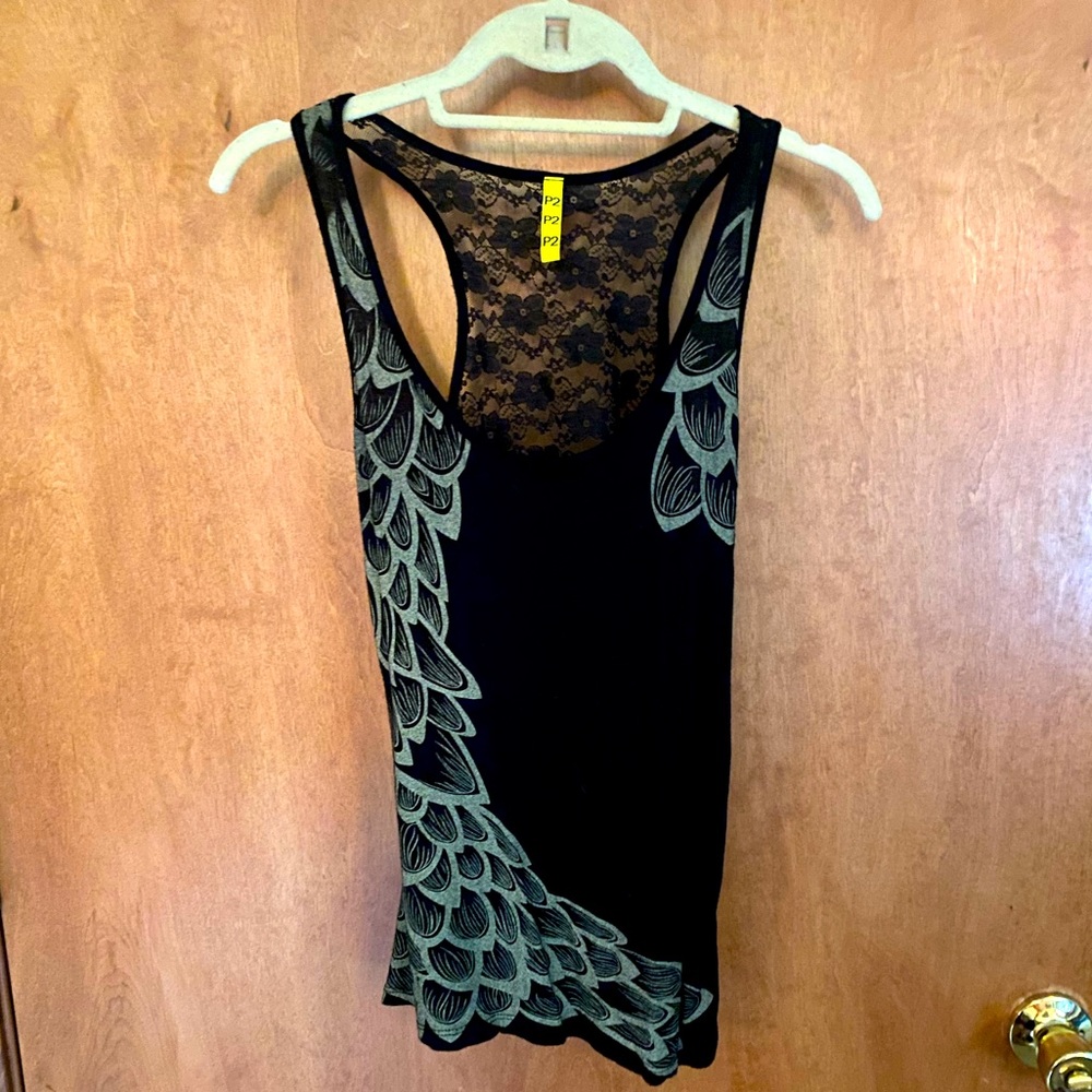 Sexy black tank with lace accents size M